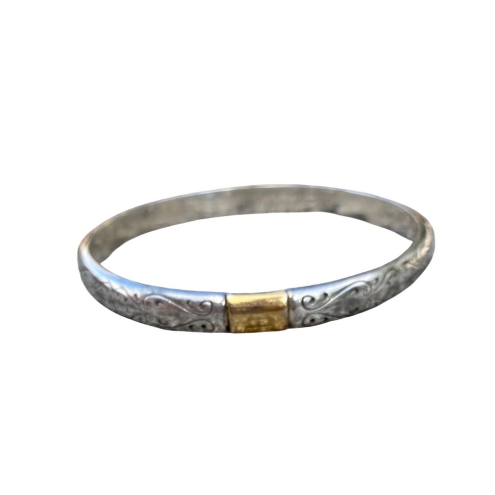 Brighton Venezia Silver Tone Bangle Bracelet with‎ Gold Accents